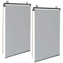 Lot De 2 Stores Enrouleurs L.125 X H. 225 CM Pour Pergola Gris Clair