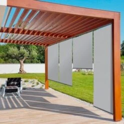 Lot De 2 Stores Enrouleurs L.125 X H. 225 CM Pour Pergola Gris Clair -Promos Garde Plante Boutique 57257167 3