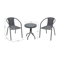 Salon De Jardin 2 Places En Résine Et Acier Gris Anthracite 2 Fauteuils + 1 Table - Meuble De Jardin -Promos Garde Plante Boutique 57358077 4