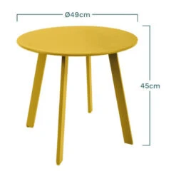 Table D'appoint, Table Basse Ronde De Jardin Jaune En Acier Epoxy 49X45CM- Meuble De Jardin -Promos Garde Plante Boutique 57358089 4