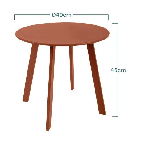 Table D'appoint, Table Basse Ronde De Jardin Terracotta En Acier Epoxy 49X45CM- Meuble De Jardin 6 Table D'appoint, Table Basse Ronde De Jardin Terracotta En Acier Epoxy 49X45CM- Meuble De Jardin – Image 4