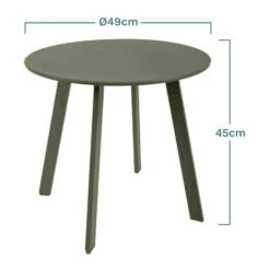Table D'appoint, Table Basse Ronde De Jardin Kaki En Acier Epoxy 49X45CM- Meuble De Jardin -Promos Garde Plante Boutique 57358091 4