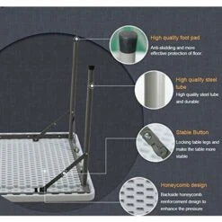 Soges Table Pliante Table Utilitaire Pliante D'extérieur Pour Jardin, Plage, Camping, Pique-niques, Barbecues, Fête, Sans Assemblage Et Facile à Transporter 9 Soges Table Pliante Table Utilitaire Pliante D'extérieur Pour Jardin, Plage, Camping, Pique-niques, Barbecues, Fête, Sans Assemblage Et Facile à Transporter -Promos Garde Plante Boutique 57480808 3
