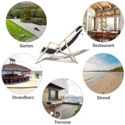 SWANEW Chaise Longue Relax Chaise Solaire 120kg Chair Chaise Confortable Pliable En Bois Noir Avec Mains Courantes 2 Pièces -Promos Garde Plante Boutique 57503245 3