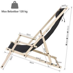 SWANEW Chaise Longue Relax Chaise Solaire 120kg Chair Chaise Confortable Pliable En Bois Noir Avec Mains Courantes 2 Pièces -Promos Garde Plante Boutique 57503245 4