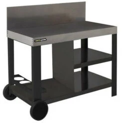 COOK'IN GARDEN Desserte De Jardin Avec Crédence Pour Plancha - 110 X 55 Cm - Noir