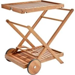 Desserte à Roulette En Bois D'eucalyptus -Promos Garde Plante Boutique 58368896 3