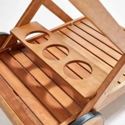 Desserte à Roulette En Bois D'eucalyptus -Promos Garde Plante Boutique 58368896 5