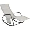 SoBuy OGS47-HG Fauteuil à Bascule Transat De Relaxation Chaise Longue Bain De Soleil Rocking Chair – Avec Pochette Latérale Et Repose-Pieds