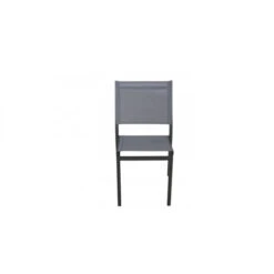 Lot De 4 Chaises De Jardin En Texaline Et Aluminium - Meuble De Jardin - Gris Anthracite Empilable 60X48X87CM -Promos Garde Plante Boutique 58771603 2