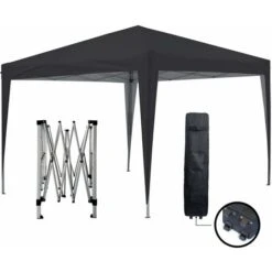 Tente Pliante 3x3m ECO BRISO Tube 30mm En ALU & ACIER Bâche 220g/m² ENDUIT PVC 100% ÉTANCHE Tente Pliante De Réception Sac De Transport