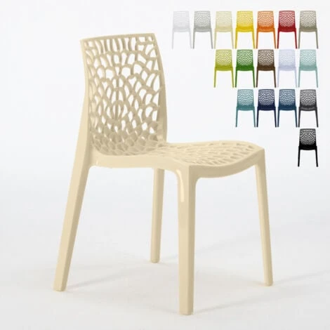 Chaise De Cuisine Bar Café En Polypropylène Nid D'abeille Gruvyer Grand Soleil Couleur: Beige 3 Chaise De Cuisine Bar Café En Polypropylène Nid D'abeille Gruvyer Grand Soleil Couleur: Beige
