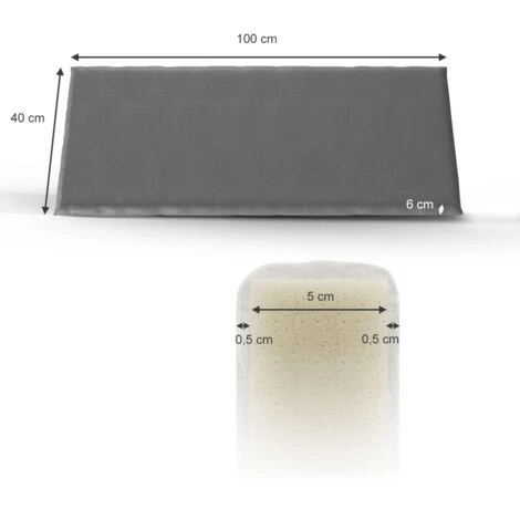 Coussin Pour Banc 100x40cm Gris Vicco 4 Coussin Pour Banc 100x40cm Gris Vicco – Image 2