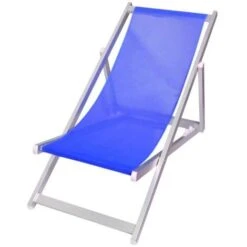 Transat Pliant 3 Positions Aluminium Modèle SOVERATO En Textilène Couleur: Bleu Foncé -Promos Garde Plante Boutique 59227981 5