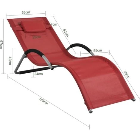 SoBuy OGS38-R Transat De Jardin Chaise Longue Bain De Soleil Avec Appui-tête- Charge Max 120 Kg, Rouge 5 SoBuy OGS38-R Transat De Jardin Chaise Longue Bain De Soleil Avec Appui-tête- Charge Max 120 Kg, Rouge – Image 3