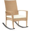Fauteuil à Bascule,chaise De Chambre Terrasse En Résine Tressée Avec Coussin,Beige - Mondeer -Promos Garde Plante Boutique 59610256 1
