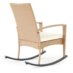 Fauteuil à Bascule,chaise De Chambre Terrasse En Résine Tressée Avec Coussin,Beige - Mondeer 11 Fauteuil à Bascule,chaise De Chambre Terrasse En Résine Tressée Avec Coussin,Beige - Mondeer -Promos Garde Plante Boutique 59610256 5