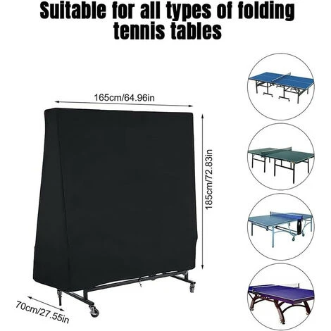 Housse De Protection Pour Table De Ping-Pong 210D Oxford 165x70x185cm Noir FUIENKO 4 Housse De Protection Pour Table De Ping-Pong 210D Oxford 165x70x185cm Noir FUIENKO – Image 2
