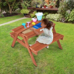 Table Et Chaises De Jardin Pique Nique Enfant Avec Bac à Sable 6 Accessoires Bleu Teamson Kids TK-OW0001 -Promos Garde Plante Boutique 59949175 3