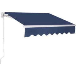 RELAX4LIFE Store Banne 3X2,5M Rétractable Réglable 0-35° Avec Manivelle Manuel Et Revêtement Imperméable, Auvent Anti-Soleil Avec Cadre En Alu Durable Pour Balcon, Jardin, Patio (Bleu Foncé)