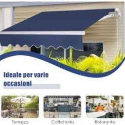 RELAX4LIFE Store Banne 3X2,5M Rétractable Réglable 0-35° Avec Manivelle Manuel Et Revêtement Imperméable, Auvent Anti-Soleil Avec Cadre En Alu Durable Pour Balcon, Jardin, Patio (Bleu Foncé) 10 RELAX4LIFE Store Banne 3X2,5M Rétractable Réglable 0-35° Avec Manivelle Manuel Et Revêtement Imperméable, Auvent Anti-Soleil Avec Cadre En Alu Durable Pour Balcon, Jardin, Patio (Bleu Foncé) -Promos Garde Plante Boutique 60464530 4