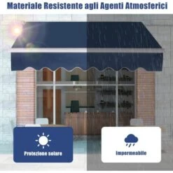 RELAX4LIFE Store Banne 3X2,5M Rétractable Réglable 0-35° Avec Manivelle Manuel Et Revêtement Imperméable, Auvent Anti-Soleil Avec Cadre En Alu Durable Pour Balcon, Jardin, Patio (Bleu Foncé) 11 RELAX4LIFE Store Banne 3X2,5M Rétractable Réglable 0-35° Avec Manivelle Manuel Et Revêtement Imperméable, Auvent Anti-Soleil Avec Cadre En Alu Durable Pour Balcon, Jardin, Patio (Bleu Foncé) -Promos Garde Plante Boutique 60464530 5