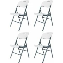 Lot De 4 Chaises Pliantes Foldy - 46 X 52 X 86 Cm - Blanc