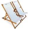 Chiliennes Bois - Creus - 2 Transats En Bois D'Eucalyptus Huilé Avec Coussin Repose-tête Blanc -Promos Garde Plante Boutique 6219162 1