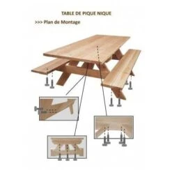 Table Banc De Pique-Nique 6 Pers. PMR Douglas Naturel 2m 7 Table Banc De Pique-Nique 6 Pers. PMR Douglas Naturel 2m -Promos Garde Plante Boutique 6405873 3
