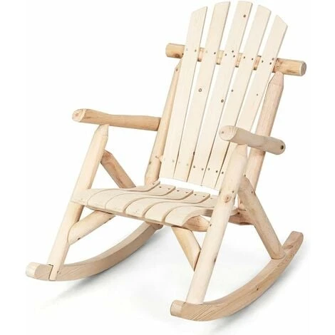 RELAX4LIFE Fauteuil à Bascule En Bois Massif Avec Siège Incurvé Et Pieds En Arc, Chaise à Bascule Avec Dossier Et Accoudoirs Confortables, Fauteuil Relax, Capacité Max 150 KG, Pour Jardin/Balcon 3 RELAX4LIFE Fauteuil à Bascule En Bois Massif Avec Siège Incurvé Et Pieds En Arc, Chaise à Bascule Avec Dossier Et Accoudoirs Confortables, Fauteuil Relax, Capacité Max 150 KG, Pour Jardin/Balcon