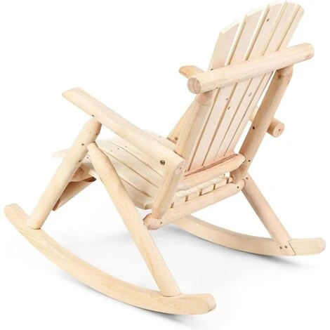 RELAX4LIFE Fauteuil à Bascule En Bois Massif Avec Siège Incurvé Et Pieds En Arc, Chaise à Bascule Avec Dossier Et Accoudoirs Confortables, Fauteuil Relax, Capacité Max 150 KG, Pour Jardin/Balcon 5 RELAX4LIFE Fauteuil à Bascule En Bois Massif Avec Siège Incurvé Et Pieds En Arc, Chaise à Bascule Avec Dossier Et Accoudoirs Confortables, Fauteuil Relax, Capacité Max 150 KG, Pour Jardin/Balcon – Image 3