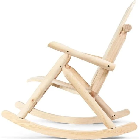 RELAX4LIFE Fauteuil à Bascule En Bois Massif Avec Siège Incurvé Et Pieds En Arc, Chaise à Bascule Avec Dossier Et Accoudoirs Confortables, Fauteuil Relax, Capacité Max 150 KG, Pour Jardin/Balcon 6 RELAX4LIFE Fauteuil à Bascule En Bois Massif Avec Siège Incurvé Et Pieds En Arc, Chaise à Bascule Avec Dossier Et Accoudoirs Confortables, Fauteuil Relax, Capacité Max 150 KG, Pour Jardin/Balcon – Image 4