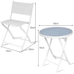 RELAX4LIFE Set De Bistro 1 Table Ronde&2 Chaises Pliables, Salon De Jardin 3 Pièces Extérieur, Cadre En Acier, Verre Trempé, Chaises Portables, Table Bistro Pour Terrasse, Patio, Café (Tout Blanc) 11 RELAX4LIFE Set De Bistro 1 Table Ronde&2 Chaises Pliables, Salon De Jardin 3 Pièces Extérieur, Cadre En Acier, Verre Trempé, Chaises Portables, Table Bistro Pour Terrasse, Patio, Café (Tout Blanc) -Promos Garde Plante Boutique 64129535 5