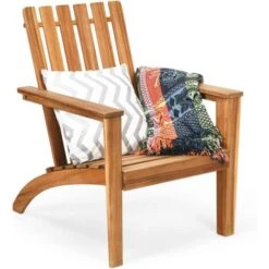 RELAX4LIFE Chaise Adirondack En Bois D’Acacia, Certifié FSC, Fauteuil De Jardin Avec Dossier Ergonomique Et Accoudoir Confortable, Pour Balcon, Piscine, Cour, Terrasse, Naturel -Promos Garde Plante Boutique 64130104 3