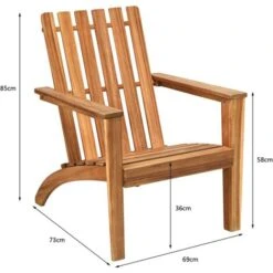 RELAX4LIFE Chaise Adirondack En Bois D’Acacia, Certifié FSC, Fauteuil De Jardin Avec Dossier Ergonomique Et Accoudoir Confortable, Pour Balcon, Piscine, Cour, Terrasse, Naturel -Promos Garde Plante Boutique 64130104 4