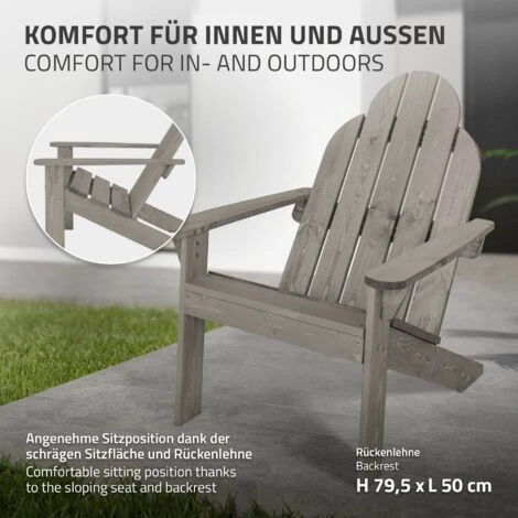 2x Chaise Lounge De Jardin Gris En Bois Massif Adirondack 92,5 X 69,5 X 89 Cm 6 2x Chaise Lounge De Jardin Gris En Bois Massif Adirondack 92,5 X 69,5 X 89 Cm – Image 4