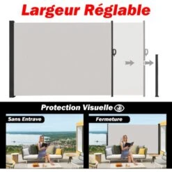 Froadp 160×300cm Store Latéral Extensible Avec Pilier, Gris Clair -Promos Garde Plante Boutique 65112639 4