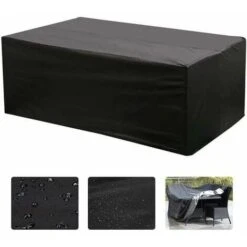 Housse Salon De Jardin 213X132X74cm Exterieur Etanche Coupe-Vent Poussière Tissu 210D Oxford Noir Housses De Meubles Avec Boucle De Verrouillage Bâche De Protection Pour Table Chaise Mobilier