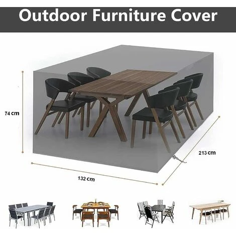 Housse Salon De Jardin 213X132X74cm Exterieur Etanche Coupe-Vent Poussière Tissu 210D Oxford Noir Housses De Meubles Avec Boucle De Verrouillage Bâche De Protection Pour Table Chaise Mobilier 4 Housse Salon De Jardin 213X132X74cm Exterieur Etanche Coupe-Vent Poussière Tissu 210D Oxford Noir Housses De Meubles Avec Boucle De Verrouillage Bâche De Protection Pour Table Chaise Mobilier – Image 2