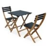 Table De Jardin Bistrot En Bois 60x60cm - Barcelona Bois / Noir - Pliante Bicolore Carrée En Acacia Avec 2 Chaises Pliables -Promos Garde Plante Boutique 6595588 1