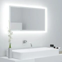Miroir à LED Miroir Salle De Bain - Blanc Brillant 80x8,5x37 Cm Aggloméré