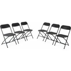 Chaises De Réception Pliantes – Fiesta – 6 Chaises D'appoint En Plastique Gris Foncé Et Métal