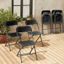 Chaises De Réception Pliantes – Fiesta – 6 Chaises D'appoint En Plastique Gris Foncé Et Métal -Promos Garde Plante Boutique 67865722 3