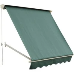 OUTSUNNY Store Banne Manuel Inclinaison Réglable Aluminium Polyester Imperméabilisé 70L X 180l Cm Vert