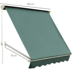 OUTSUNNY Store Banne Manuel Inclinaison Réglable Aluminium Polyester Imperméabilisé 70L X 180l Cm Vert -Promos Garde Plante Boutique 6812079 3