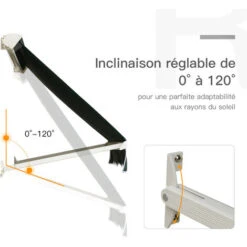 OUTSUNNY Store Banne Manuel Inclinaison Réglable Aluminium Polyester Imperméabilisé 70L X 180l Cm Vert -Promos Garde Plante Boutique 6812079 5