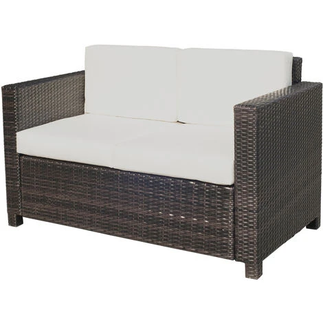 OUTSUNNY Canapé De Jardin 2 Places Canapé Droit 4 Coussins Déhoussables 130L X 70l X 80H Cm Résine Tressée Chocolat 3 OUTSUNNY Canapé De Jardin 2 Places Canapé Droit 4 Coussins Déhoussables 130L X 70l X 80H Cm Résine Tressée Chocolat