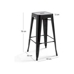 Lot De 4 Tabourets De Bar En Acier Bleu Brillant -Promos Garde Plante Boutique 6933985 4
