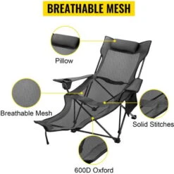 VEVOR Chaise De Camping Pliante En Résille Avec Repose-Pieds Pour Camping Pêche Sieste -Promos Garde Plante Boutique 69342568 3