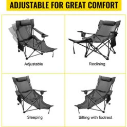 VEVOR Chaise De Camping Pliante En Résille Avec Repose-Pieds Pour Camping Pêche Sieste -Promos Garde Plante Boutique 69342568 4